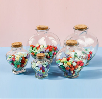 Bouteille en verre en forme de cœur de 500 ml avec bouchon en liège, estampage à chaud, pour vœux, décoration de mariage, cadeau DIY