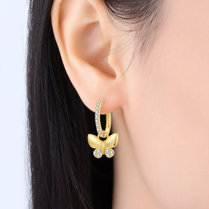 Pendientes/argollas de mariposa de latón blanco desmontables, muy vendidos, regalo original y exclusivo para chicas - Product Image 5