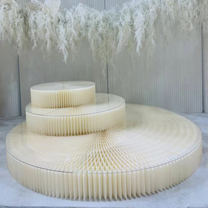 Colonne romaine pliable en papier, socle rond pour présentation de desserts de mariage, décoration de pilier en papier pour la décoration de la scène de mariage - Product Image 3