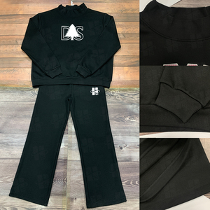 Wholesale Custom Embroidery Jogger Sweatsuit <b>Top</b> And Wide Leg Pants High Quality Women 2 Piece Outfits <b>Mock</b> <b>Neck</b> Sweatshirt Set - Product Image 4