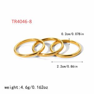 Minimalist <b>Plain</b> Titanium Steel <b>Ring</b> 18k Gold Finish Stackable Unisex Fashion Jewelry Gift - Product Image 5