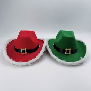 EVERGREAT-Chapeau de cowboy à boucle rouge et plume pour la fête de Noël, motif de Noël - Product Image 5