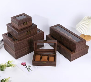 Caja organizadora de relojes de madera de alta calidad al por mayor, estuche de lujo de gran capacidad con cajón con tapa de cristal, caja de exhibición de joyería para relojes - Product Image 1