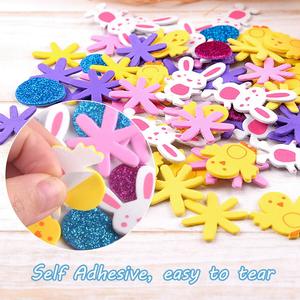 100 Piezas de Pegatinas de Espuma <span class=keywords><strong>EVA</strong></span> para Niños, Decoraciones de Pascua DIY, Pegatinas de Huevos y Conejitos con Brillantina para Manualidades y Fiestas Infantiles - Product Image 3