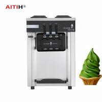 Machine à glace molle commerciale en acier inoxydable, trois saveurs, style simple, pour restaurant, à poser sur table