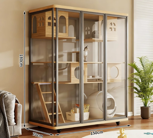 Четырехэтажная роскошная современная цельная панорамная вилла для кошек, большая, прочная, передвижная, для гостиной, домик для животных - Product Image 1