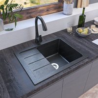Vente chaude Contemporain Jiangmen Granit Coupe Euston Quartz Coulée Machine Cuisine Évier Simple Bol Un Trous En Gros