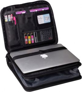 Sacoche d'affaires portable noire Case-it, grande capacité, pour ordinateur portable, avec fermeture éclair robuste et pochette à fermeture éclair - Product Image 1