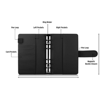 Reliure en cuir PU A6 en gros, reliure rechargeable à 6 anneaux ronds pour papier de remplissage A6