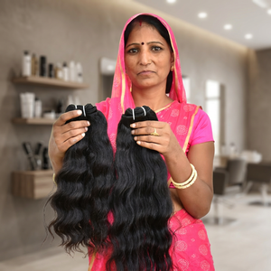 Extensiones de cabello Virgen sin procesar 100%, paquetes de máquina de trama doble BodyWave de la mejor calidad, cabello humano de templo indio - Product Image 1