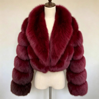 Manteau de mode pour femmes, nouveau style, avec empiècements en fourrure de renard synthétique, col en fourrure longue, longueur courte, tissu en laine