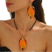 Parure de bijoux de luxe pour femme, style ethnique bohème rétro européen, en alliage, motif feuille, pour anniversaire et soirée
