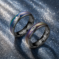 NIEUWE Slimme Sieraden Mood Ring Koning Koningin Letter Emotie Gevoel Kleurveranderende Paar Temperatuurring voor Bruiloft Verlovingscadeau
