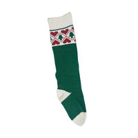 Calcetines Navideños de Punto Jacquard Retro en Oferta, Calcetines con Diseño de Copos de Nieve Rojos y Verdes, Corazones y Árboles de Navidad para Decoración Colgante de Chimenea