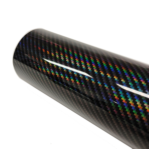 Nueva llegada de fibra de carbono láser con respaldo de papel negro/amarillo/rojo/azul/plata envolturas de Pvc DE ALTO polímero película de vinilo para coche Envoltura automática - Product Image 4