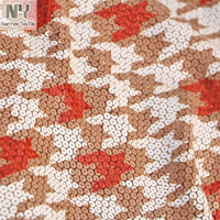 Tissu à sequins à motif pied-de-poule rouge et marron, prix raisonnable, vente chaude de Nanyee Textile