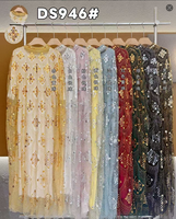 Robe maxi modeste en or blanc perlée, taille plus, en polyester, kaftan abaya pour femmes musulmanes