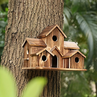 Nid d'oiseau moderne en bois-Nichoir de style villa perroquet extérieur avec design pastoral créatif Abri d'alimentation durable et facile à installer
