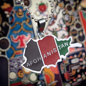 シルバー子供用アフガンクチネックレスカントリーフラッグペンダント亜鉛合金ダイヤモンドアクセント流行ジュエリー - Product Image 3