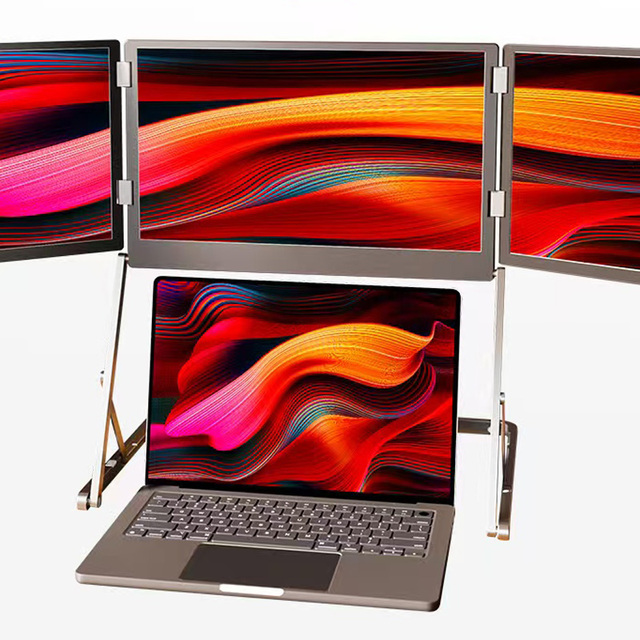 Quad Laptop Monitor 100% sRGB 16 Inch IPS Panel Portable Triple Screen Extender with One Cable Connection for PC
