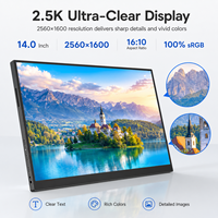Moniteur portable 2,5K, écran secondaire pour ordinateur portable de 14 pouces 16:10, type-C, mini, plug and play, écran de voyage