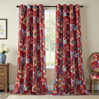 Rideaux occultants vintage en polyester à imprimé floral beige, blanc, orange, crème et ivoire, motif feuilles et fleurs, pour chambres à coucher