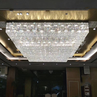 Lampu Chandelier LED Kristal Bentuk Tidak Beraturan 2 Lapis Warna Hitam dari Baja Anti Karat Mewah untuk Lobi Hotel Besar, Garansi 3 Tahun