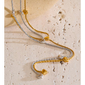 जिनयू 4441 फैशनेबल वाई-चेन हार सोने की प्लेटेड स्टेनलेस स्टील हार्ट पेलेंट गहने - Product Image 2