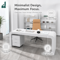 Bureau d'ordinateur en panneau MDF peint en blanc, design minimaliste moderne, personnalisable, vente directe d'usine