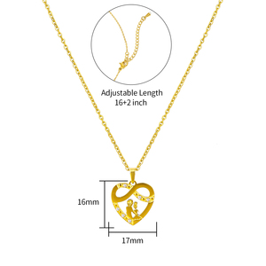 Colgante de corazón chapado en oro 304 316 con circonita cúbica, collar romántico para mujer, collar con colgante de corazón para compromiso - Product Image 1