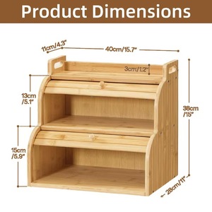 Caja de madera para guardar pan con cortina enrollable, caja para pan con asa, contenedor para guardar pan, estante para botellas de condimentos - Product Image 4