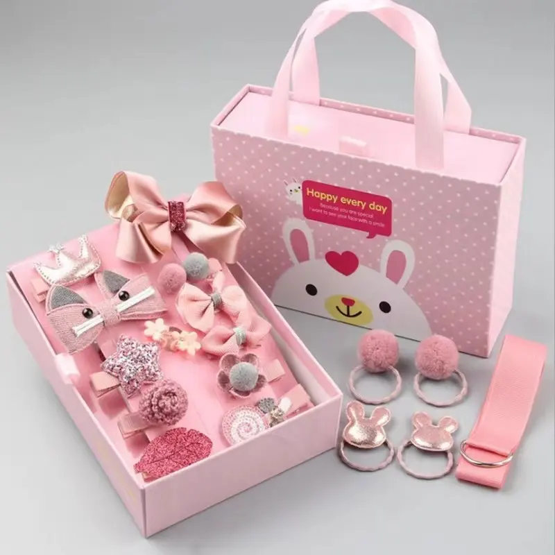 Venta al por mayor caliente de Corea encantadora princesa pelo Clips 18 unids/set con embalaje de caja de regalo lindo bebé accesorios para el pelo
