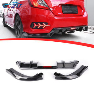 本田思域轿车<span class=keywords><strong>FC2</strong></span> FC5 FC6 2016-2021带刹车灯的黑色ABS碳外观汽车后保险杠唇扩散器侧分离器 - Product Image 1