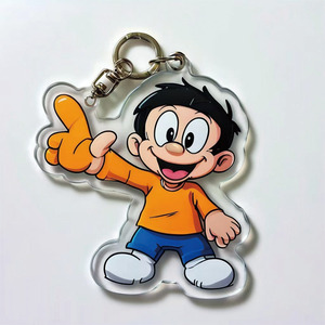 Custom Cute Cartoon Anime Charm Lanyard Printing Anime Clear Glitter Epoxy Key Chain Custom Wholesale Plastic Key Chains
