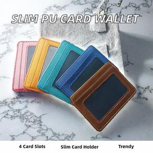 Cartera Delgada de PU con Logotipo Personalizado, 4 Ranuras, Sin Cierre, para Tarjetas de Crédito y Pasaporte, Precio de Fábrica, MOQ Bajo - Product Image 2
