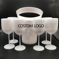 3.2L Oem Costom logo hitam bening putih pegangan tunggal Ps pendingin akrilik Imperial sampanye anggur plastik ember es untuk Bar pesta