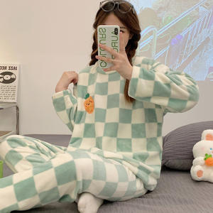 <span class=keywords><strong>H</strong></span>-396 Pijama Térmico de Franela para Mujer, Ropa de Dormir Suave para Otoño e Invierno, Pijama Grueso para el Hogar, Conjunto de Dos Piezas Casual y Holgado para Mujer - Product Image 5