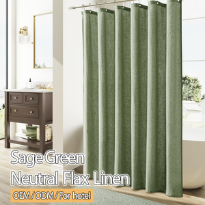 Lin neutre Boho ferme rustique Vintage pays printemps été thème bain <span class=keywords><strong>vert</strong></span> minimaliste <span class=keywords><strong>vert</strong></span> <span class=keywords><strong>sauge</strong></span> <span class=keywords><strong>rideau</strong></span> <span class=keywords><strong>de</strong></span> <span class=keywords><strong>douche</strong></span> - Product Image 1