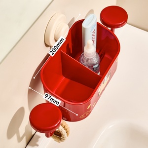 Caja de almacenamiento de plástico para cosméticos de baño, estante de almacenamiento para lavabo, estante de almacenamiento con ventosas, sin perforaciones - Product Image 4