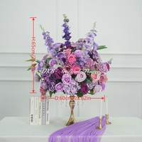 Centro de mesa con bola de flores artificiales de lavanda púrpura, arreglo floral para decoración de bodas, banquetes, eventos y fiestas.
