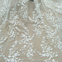 Lourd français dentelle paillettes paillettes brodé fleur Tulle tissu pour la fabrication de robes de mariée
