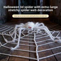 Araña de Peluche Gigante de Terciopelo con Telaraña Triangular para Broma Transfronteriza, Accesorios de Decoración de Halloween, Sin Pelusas, Resistente a las Hilas, para Fiestas Festivas
