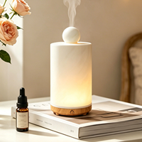 Diffuseur d'huiles essentielles en albâtre avec réservoir en marbre, sans plastique, ultrasonique, veilleuse aromathérapie à arrêt automatique, en pierre