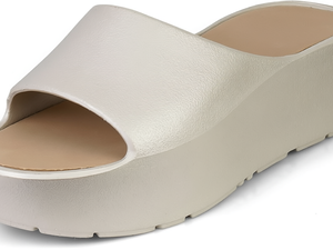 Sandales compensées blanches à plateforme, mules ouvertes à enfiler, pour l'été, intérieur et extérieur - Product Image 3