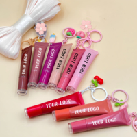 Baume à lèvres nourrissant en tube souple de haute qualité, marque privée, vente en gros, baume à lèvres teinté naturel avec porte-clés, baume à lèvres teinté aux peptides