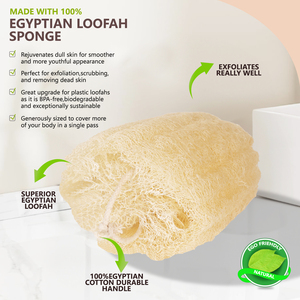 Lot de 3 éponges loofah naturelles bio, écologiques, pour la douche, exfoliantes, pour adultes, nettoyage en profondeur du corps et soin de la peau en spa ou bain - Product Image 2