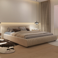 Lit double de luxe en cuir style crème, style italien, pour la maison, la chambre à coucher ou l'hôtel