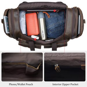 กระเป๋าเดินทางแบบสะพายไหล่ วินเทจ ขนาดใหญ่ ทำจากโพลีเอสเตอร์  พร้อมซิป  สายสะพายปรับได้  ดีไซน์ทนทาน  ตัวอย่างสินค้าฟรี - Product Image 5