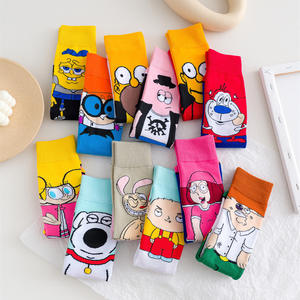 Chaussettes unisexes populaires bon marché, personnages de dessin animé amusants, chaussettes respirantes en coton pour Couples - Product Image 3