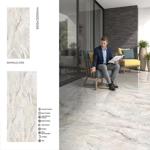 Carreaux de porcelaine Roman Travertine Bianco PGVT 600x1200mm, aspect marbre poli et émaillé, pour sol et mur - Product Image 6